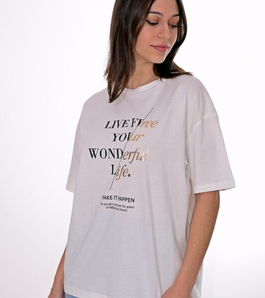 Γυναικείο T-Shirt με Foil Print 1011A